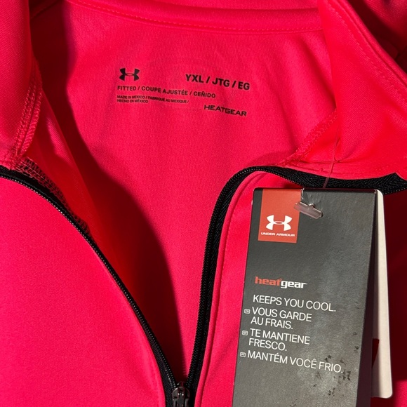 Under Armour Bright Pink Quarter-Zip Pullover HEAT GEAR , keeps you cool, - Picture 9 of 9